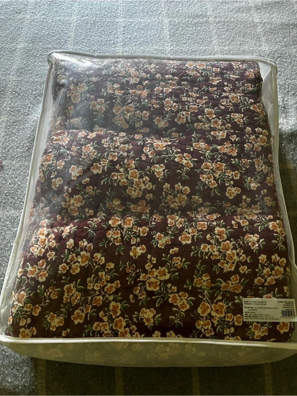 The Company Store Floral Ruffle Quilt in Brick and Cream